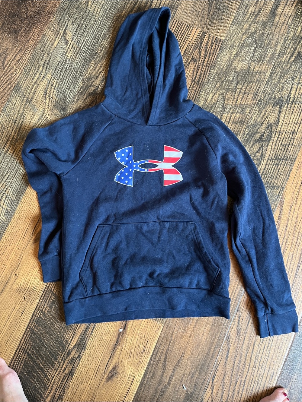 Under Armour Navy Crewneck Hoodie with American Flag Logo